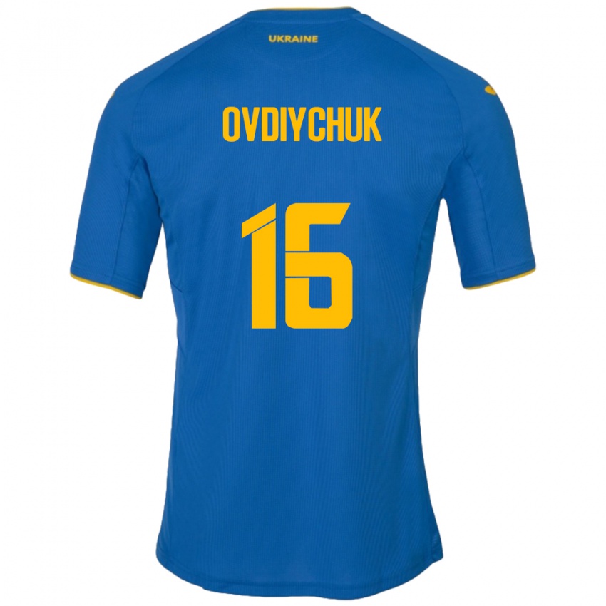 Kinder Ukraine Olha Ovdiychuk #16 Blau Auswärtstrikot Trikot 24-26 T-Shirt