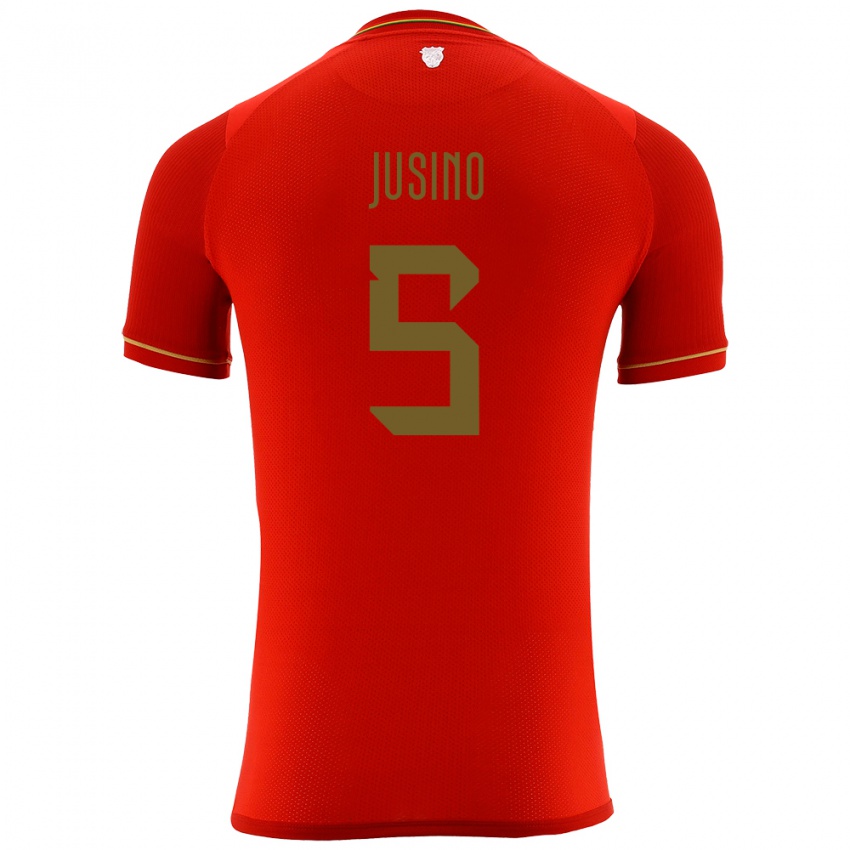 Kinder Bolivien Adrián Jusino #5 Rot Auswärtstrikot Trikot 24-26 T-Shirt