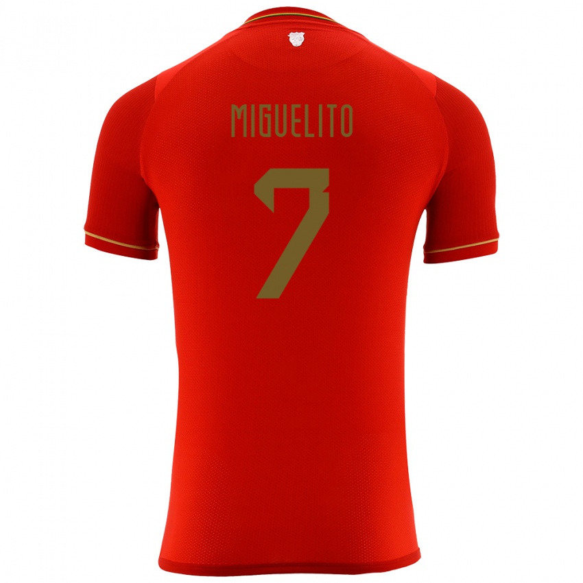 Kinder Bolivien Miguelito #7 Rot Auswärtstrikot Trikot 24-26 T-Shirt