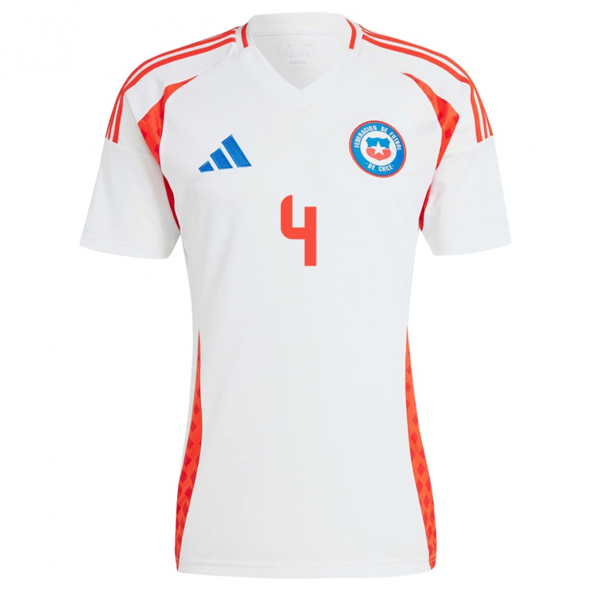 Kinder Chile Matías Vásquez #4 Weiß Auswärtstrikot Trikot 24-26 T-Shirt