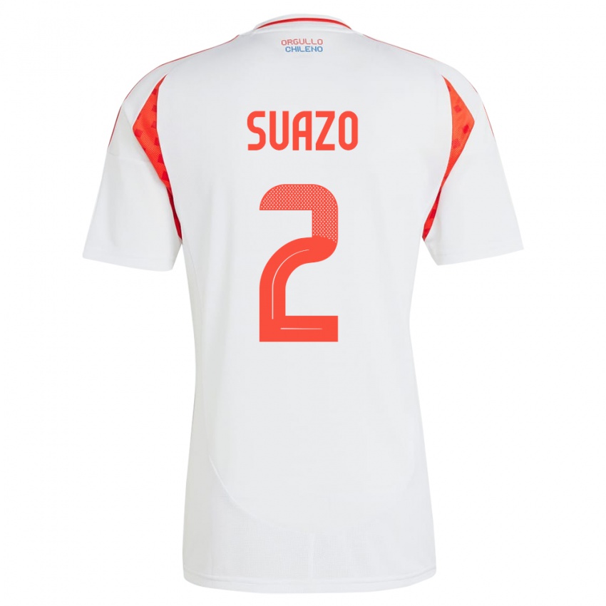 Kinder Chile Gabriel Suazo #2 Weiß Auswärtstrikot Trikot 24-26 T-Shirt