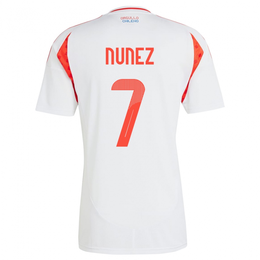 Kinder Chile Marcelino Núñez #7 Weiß Auswärtstrikot Trikot 24-26 T-Shirt