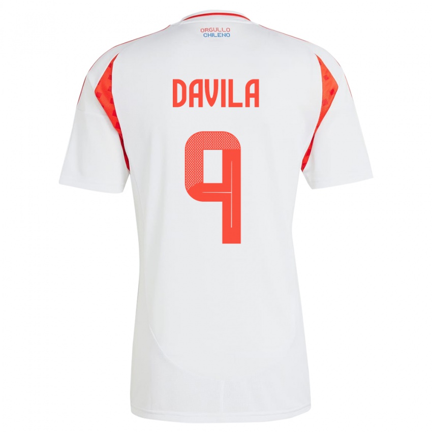 Kinder Chile Víctor Dávila #9 Weiß Auswärtstrikot Trikot 24-26 T-Shirt