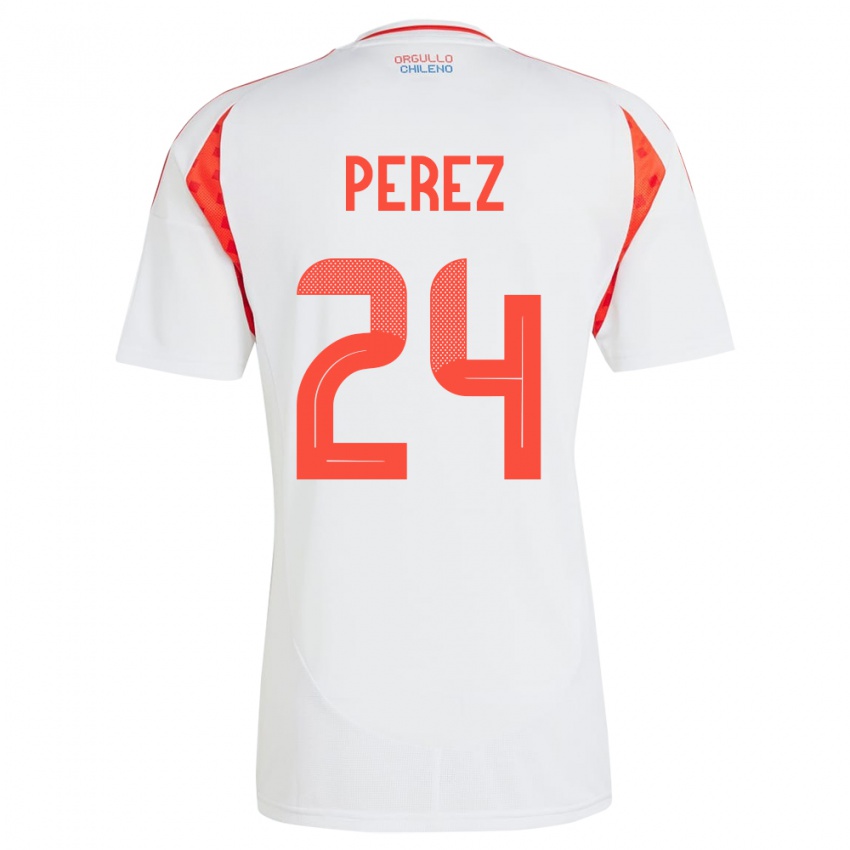 Kinder Chile César Pérez #24 Weiß Auswärtstrikot Trikot 24-26 T-Shirt