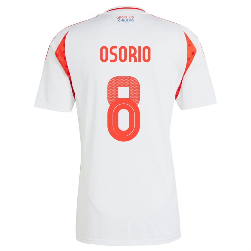 Kinder Chile Darío Osorio #8 Weiß Auswärtstrikot Trikot 24-26 T-Shirt