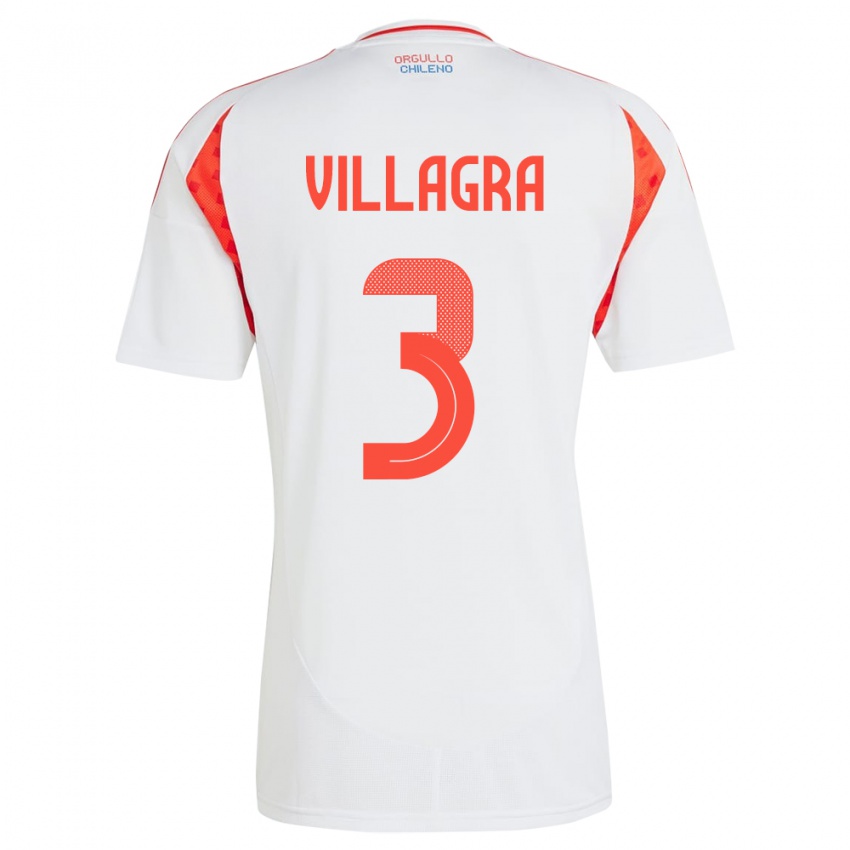 Kinder Chile Jonathan Villagra #3 Weiß Auswärtstrikot Trikot 24-26 T-Shirt