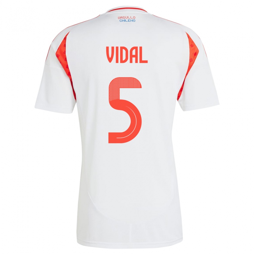 Kinder Chile Valentín Vidal #5 Weiß Auswärtstrikot Trikot 24-26 T-Shirt