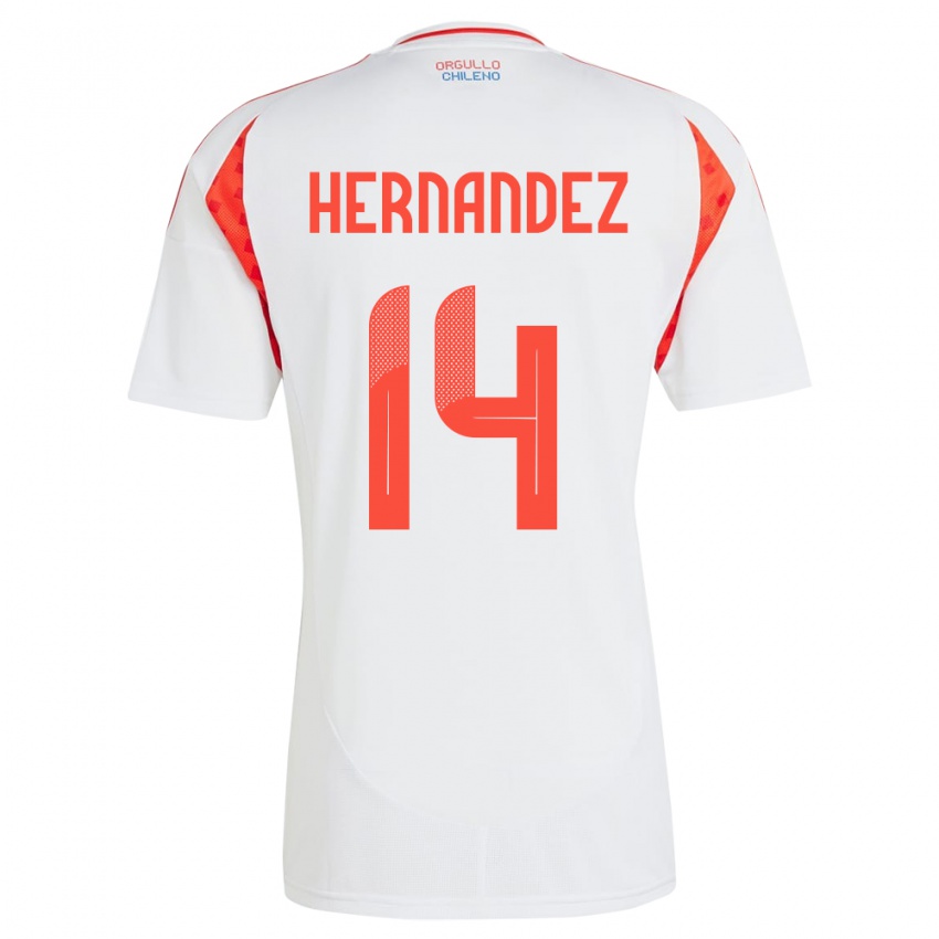 Kinder Chile Leandro Hernández #14 Weiß Auswärtstrikot Trikot 24-26 T-Shirt