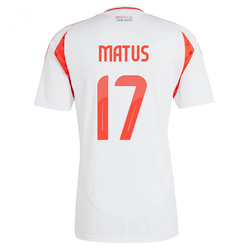 Kinder Chile Esteban Matus #17 Weiß Auswärtstrikot Trikot 24-26 T-Shirt