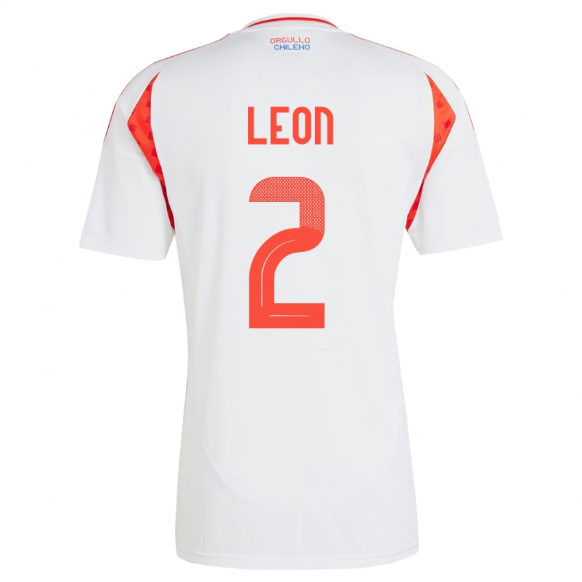 Kinder Chile Maicol León #2 Weiß Auswärtstrikot Trikot 24-26 T-Shirt