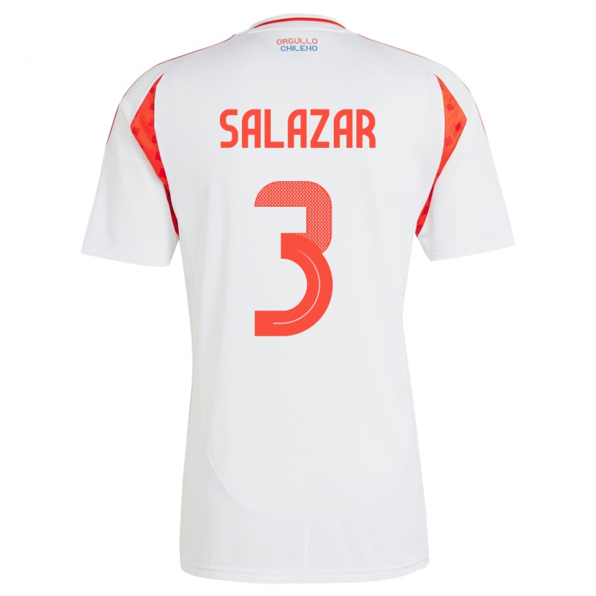 Kinder Chile Yahir Salazar #3 Weiß Auswärtstrikot Trikot 24-26 T-Shirt