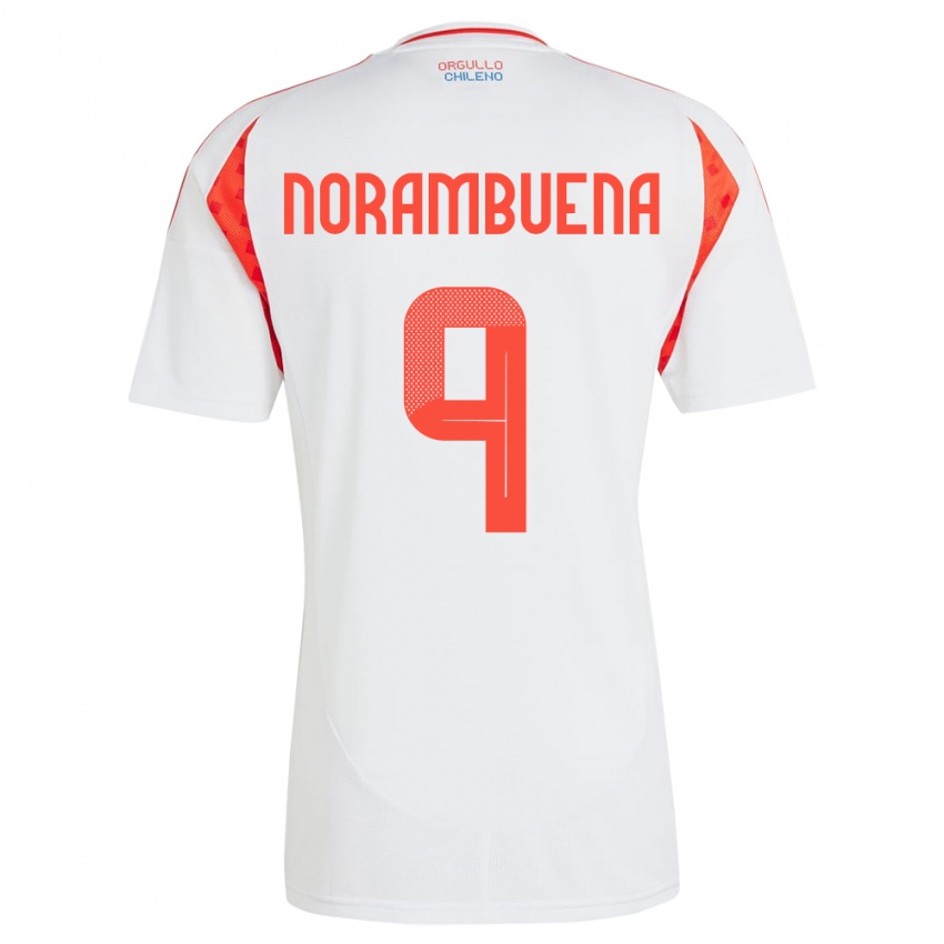 Kinder Chile Gabriel Norambuena #9 Weiß Auswärtstrikot Trikot 24-26 T-Shirt