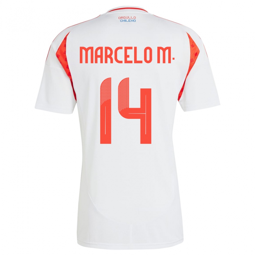 Kinder Chile Marcelo Morales #14 Weiß Auswärtstrikot Trikot 24-26 T-Shirt