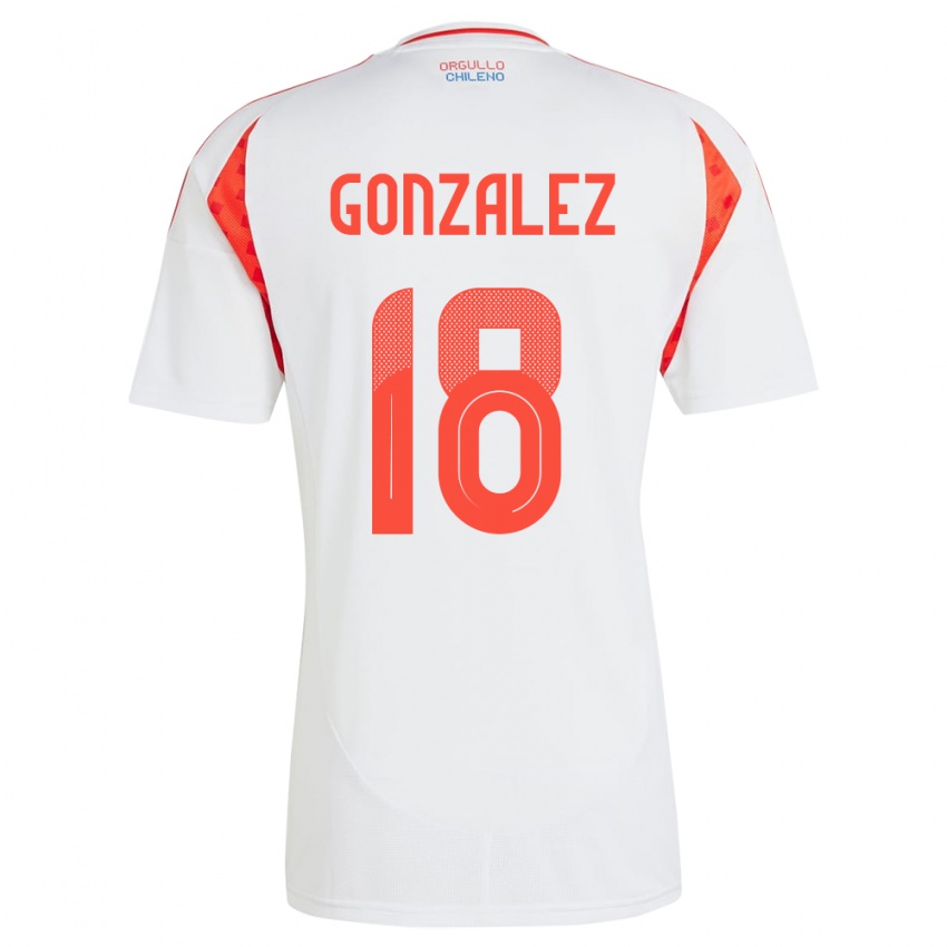 Kinder Chile Bryan González #18 Weiß Auswärtstrikot Trikot 24-26 T-Shirt