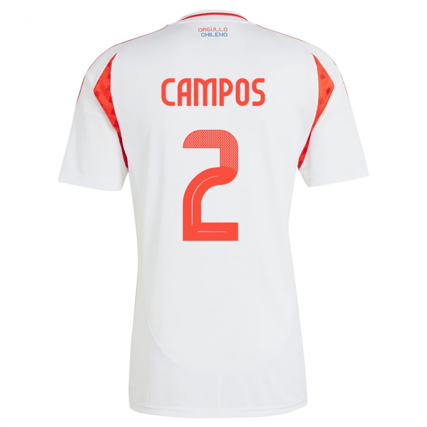 Kinder Chile Víctor Campos #2 Weiß Auswärtstrikot Trikot 24-26 T-Shirt