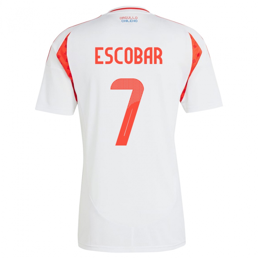 Kinder Chile Bastián Escobar #7 Weiß Auswärtstrikot Trikot 24-26 T-Shirt