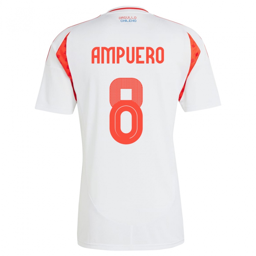 Kinder Chile Benjamín Ampuero #8 Weiß Auswärtstrikot Trikot 24-26 T-Shirt