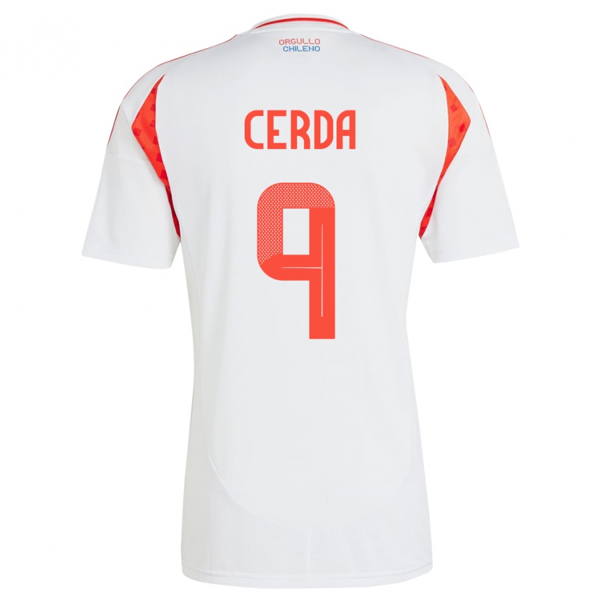 Kinder Chile Axel Cerda #9 Weiß Auswärtstrikot Trikot 24-26 T-Shirt