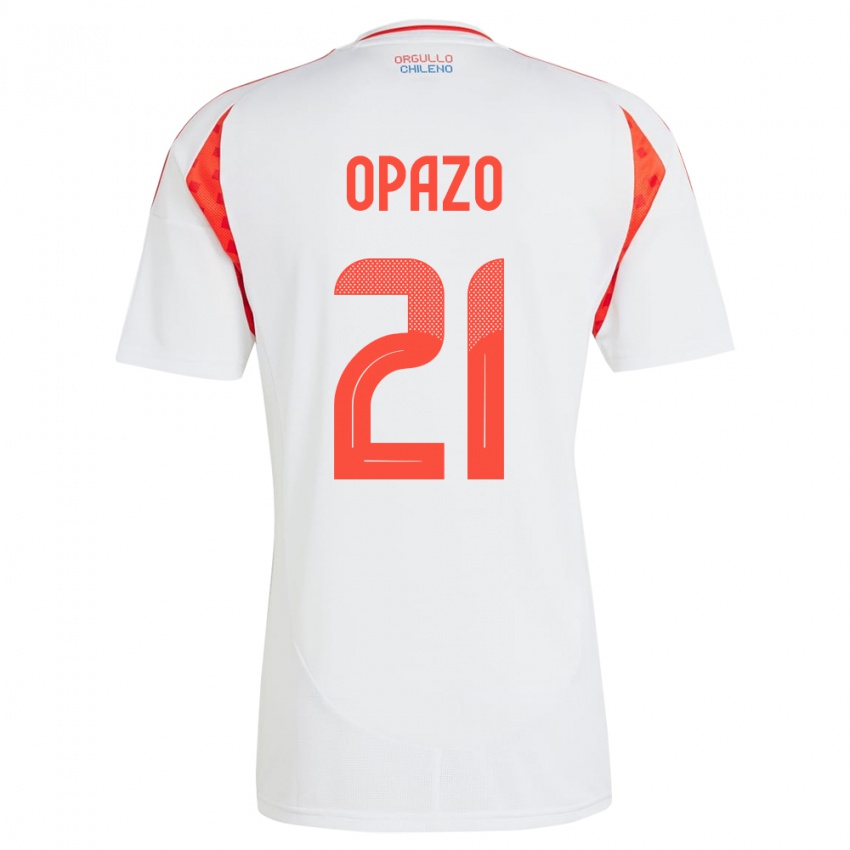 Kinder Chile Diego Opazo #21 Weiß Auswärtstrikot Trikot 24-26 T-Shirt