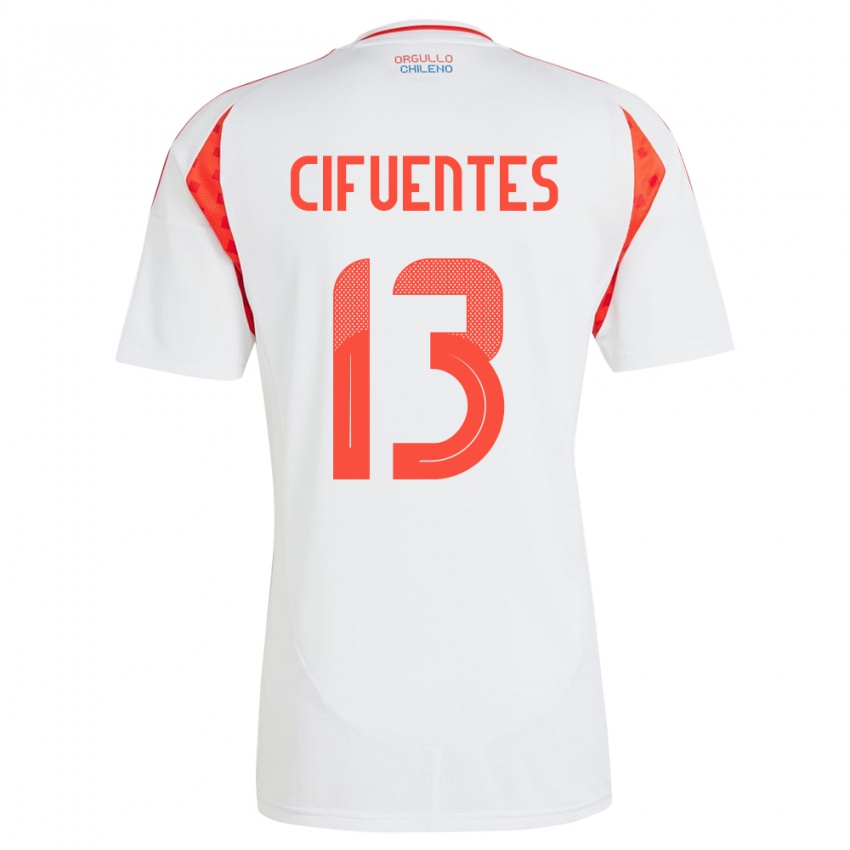 Kinder Chile Anaís Cifuentes #13 Weiß Auswärtstrikot Trikot 24-26 T-Shirt