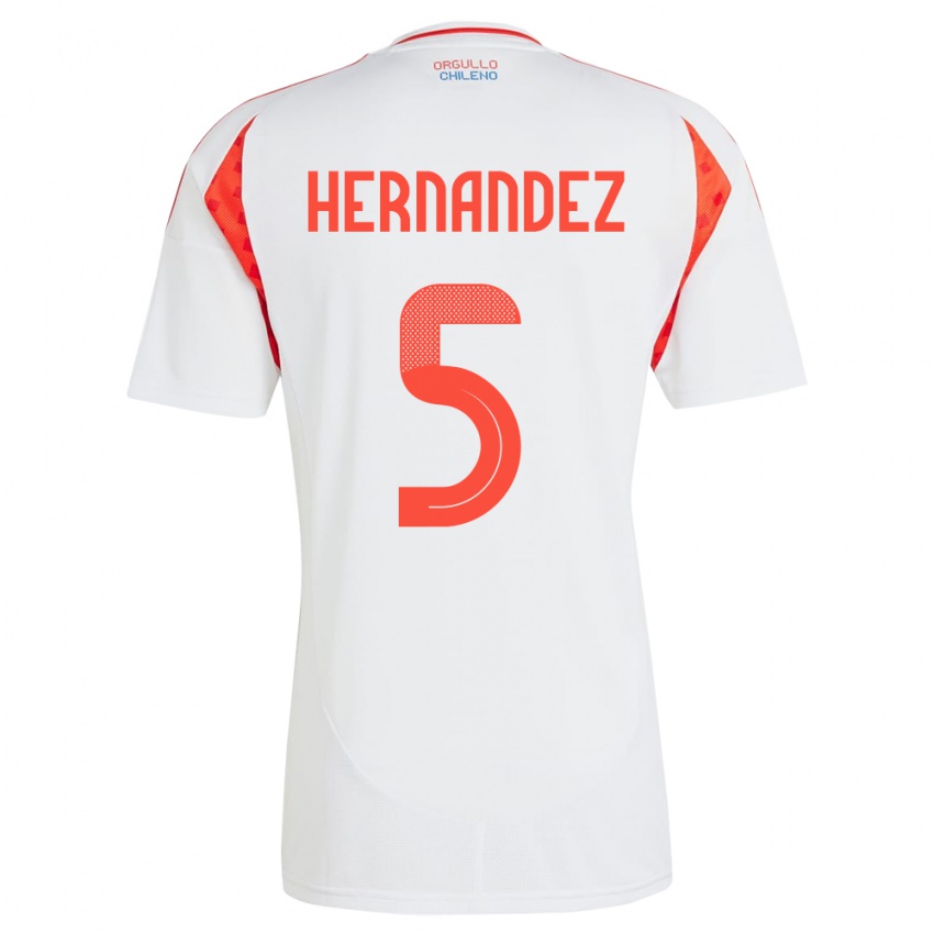 Kinder Chile Monserrat Hernández #5 Weiß Auswärtstrikot Trikot 24-26 T-Shirt