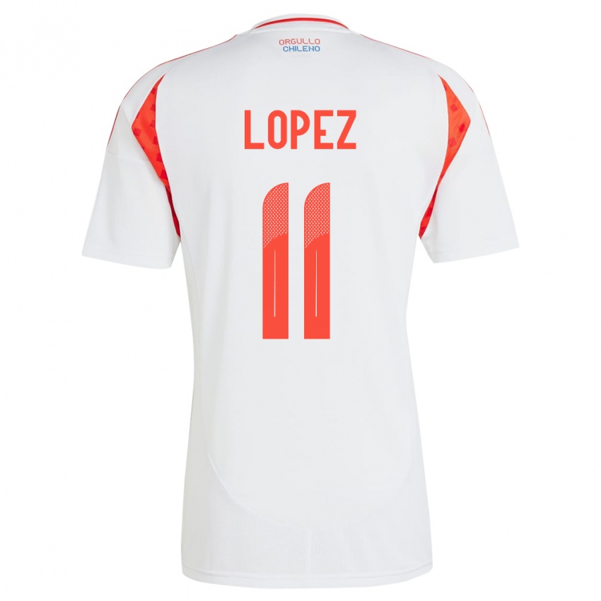 Kinder Chile Yessenia López #11 Weiß Auswärtstrikot Trikot 24-26 T-Shirt