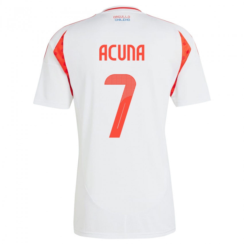 Kinder Chile Yenny Acuña #7 Weiß Auswärtstrikot Trikot 24-26 T-Shirt