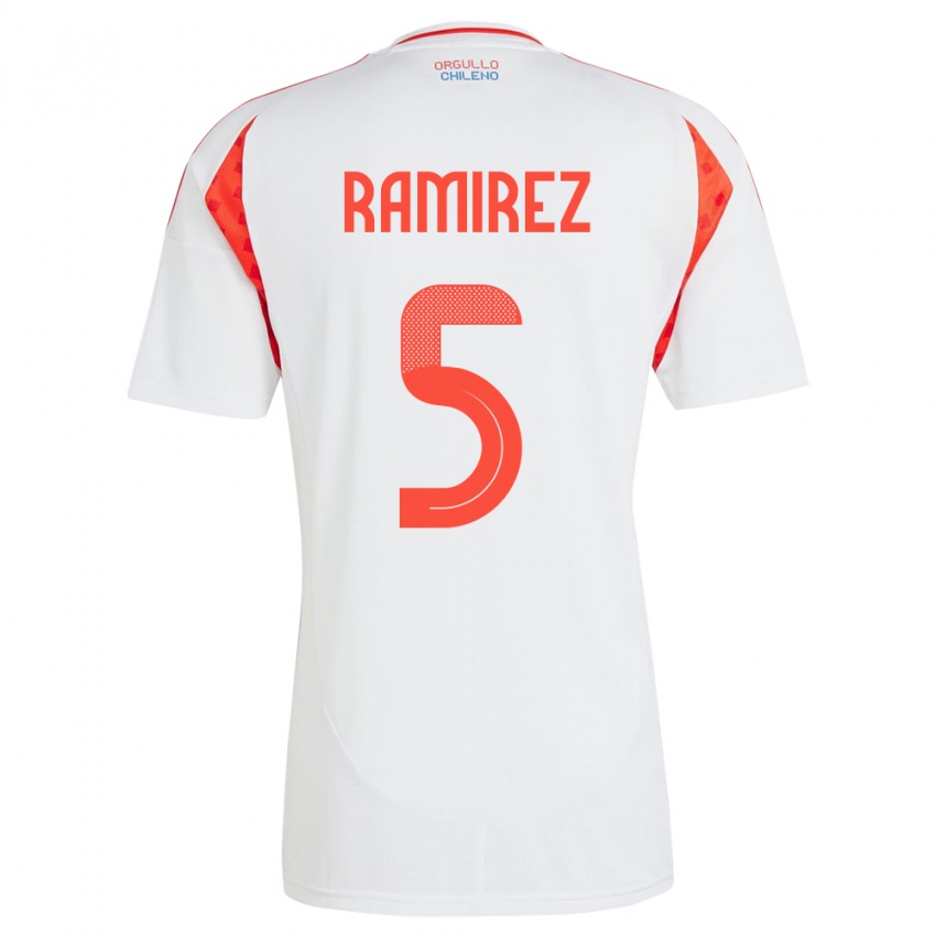 Kinder Chile Fernanda Ramírez #5 Weiß Auswärtstrikot Trikot 24-26 T-Shirt