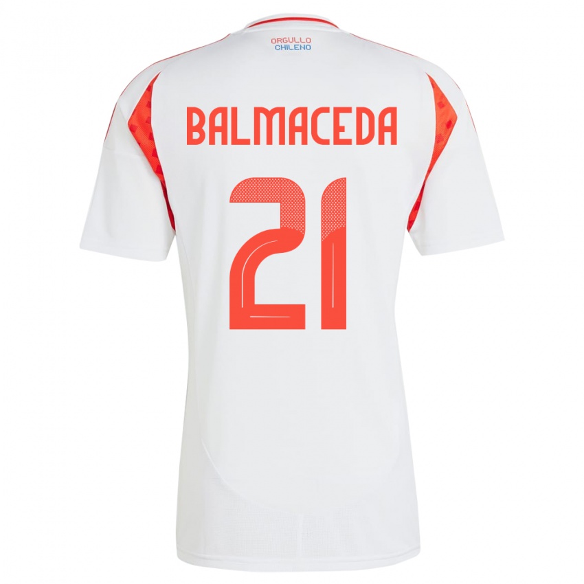 Kinder Chile Rosario Balmaceda #21 Weiß Auswärtstrikot Trikot 24-26 T-Shirt