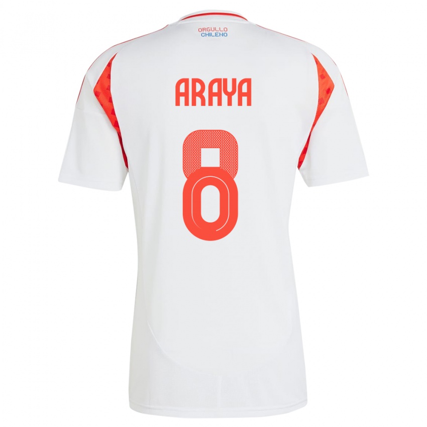 Kinder Chile Karen Araya #8 Weiß Auswärtstrikot Trikot 24-26 T-Shirt