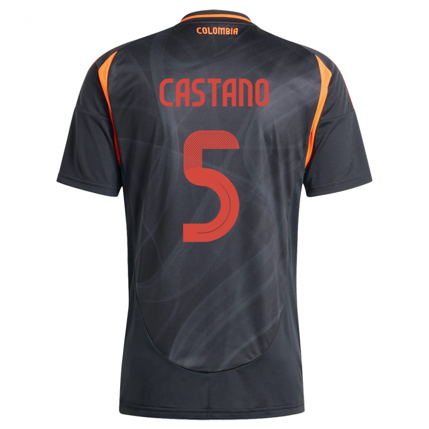 Kinder Kolumbien Kevin Castaño #5 Schwarz Auswärtstrikot Trikot 24-26 T-Shirt