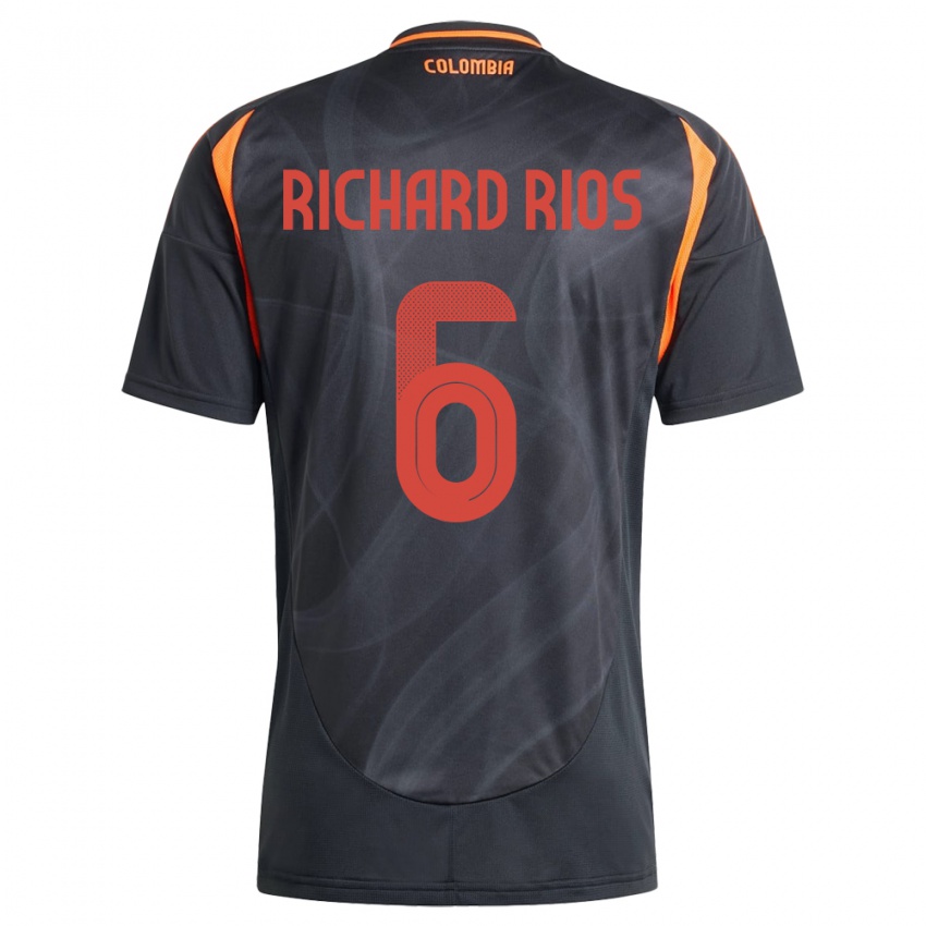 Kinder Kolumbien Richard Ríos #6 Schwarz Auswärtstrikot Trikot 24-26 T-Shirt