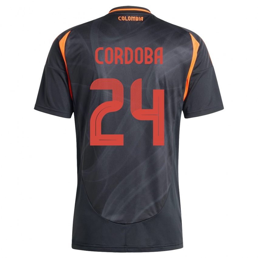 Kinder Kolumbien Jhon Córdoba #24 Schwarz Auswärtstrikot Trikot 24-26 T-Shirt