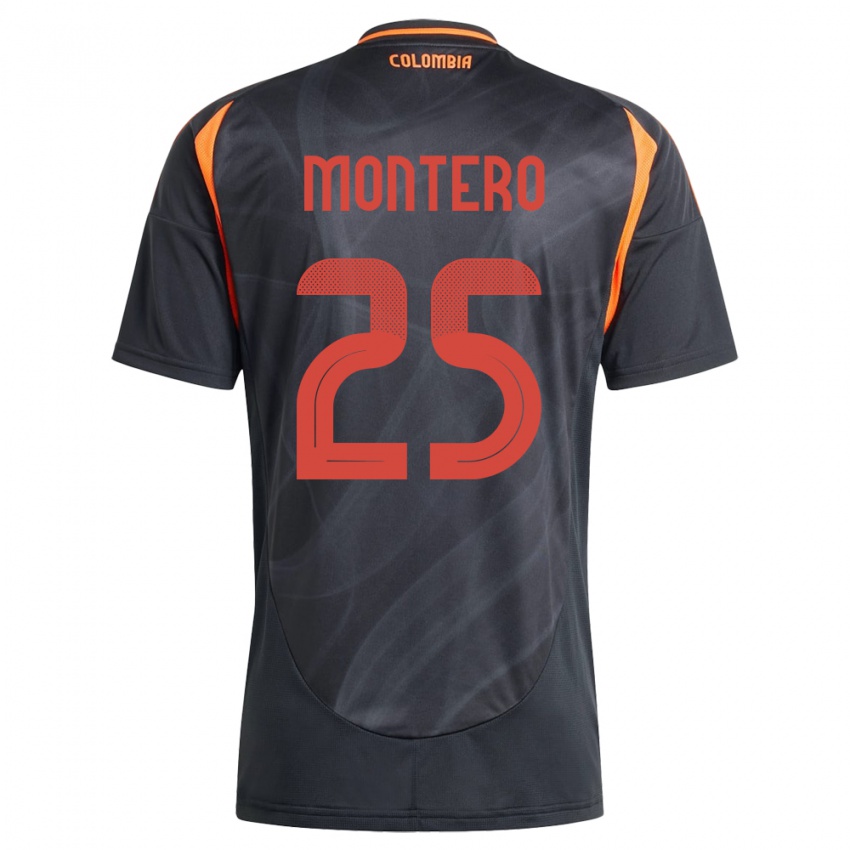 Kinder Kolumbien Álvaro Montero #25 Schwarz Auswärtstrikot Trikot 24-26 T-Shirt