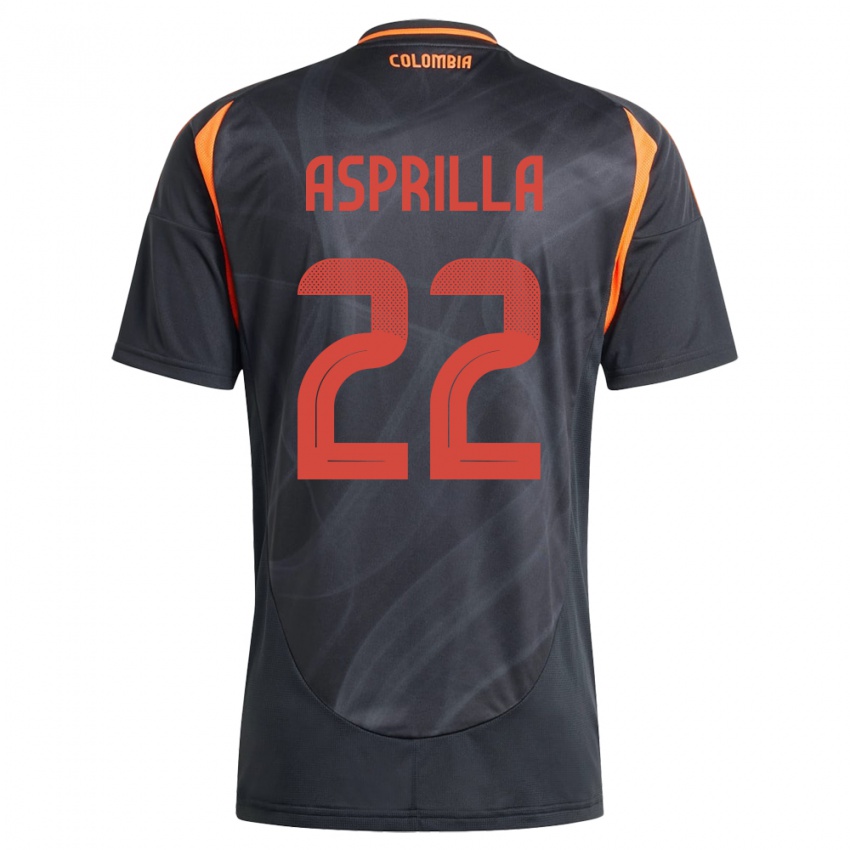 Kinder Kolumbien Yáser Asprilla #22 Schwarz Auswärtstrikot Trikot 24-26 T-Shirt