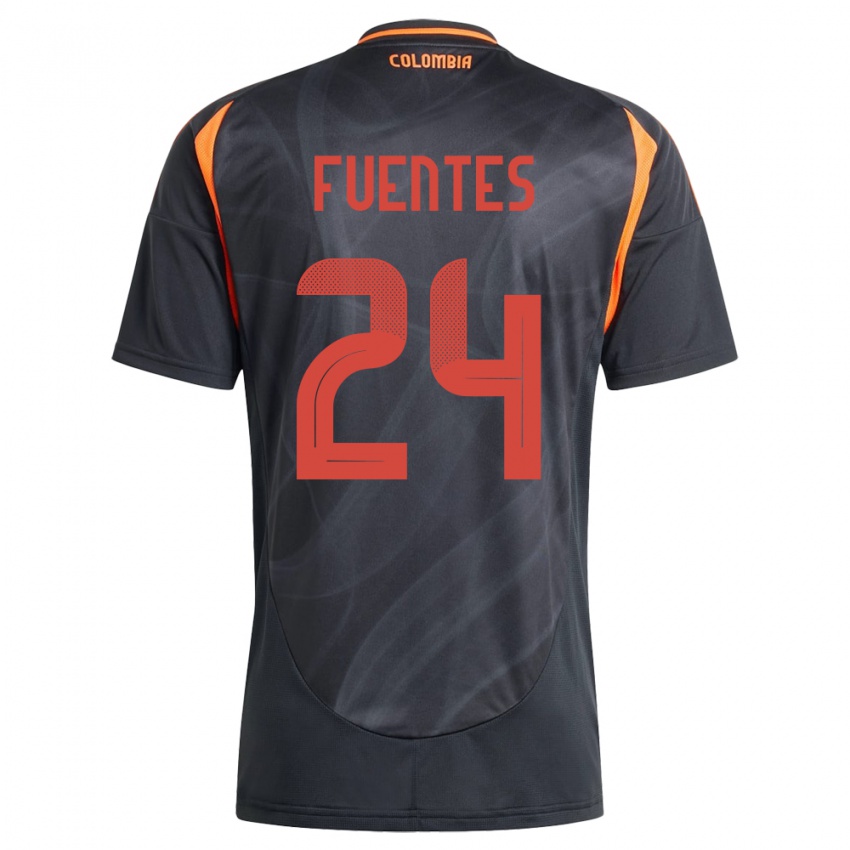 Kinder Kolumbien Gabriel Fuentes #24 Schwarz Auswärtstrikot Trikot 24-26 T-Shirt