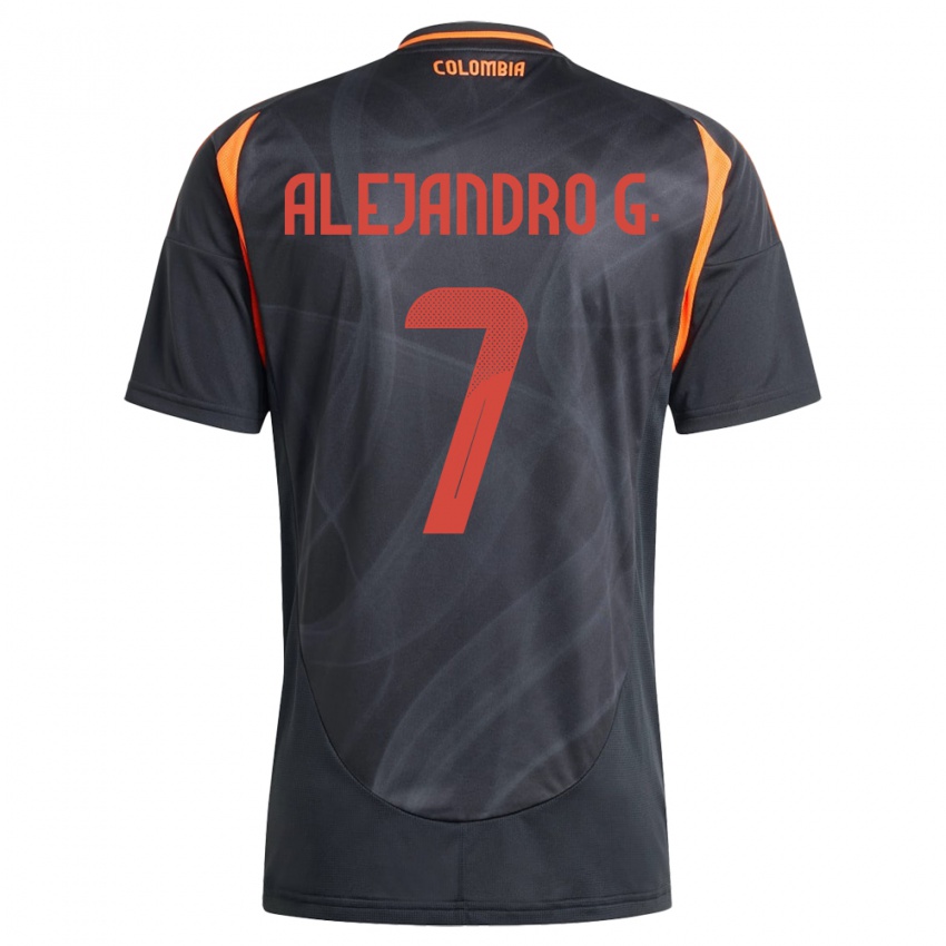 Kinder Kolumbien Alejandro García #7 Schwarz Auswärtstrikot Trikot 24-26 T-Shirt