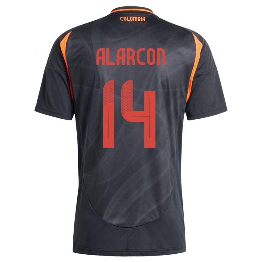 Kinder Kolumbien Andrés Alarcón #14 Schwarz Auswärtstrikot Trikot 24-26 T-Shirt