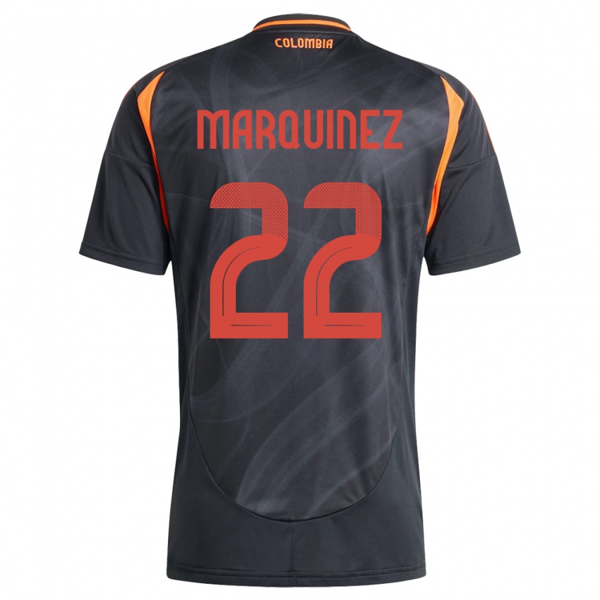 Kinder Kolumbien Luis Marquinez #22 Schwarz Auswärtstrikot Trikot 24-26 T-Shirt