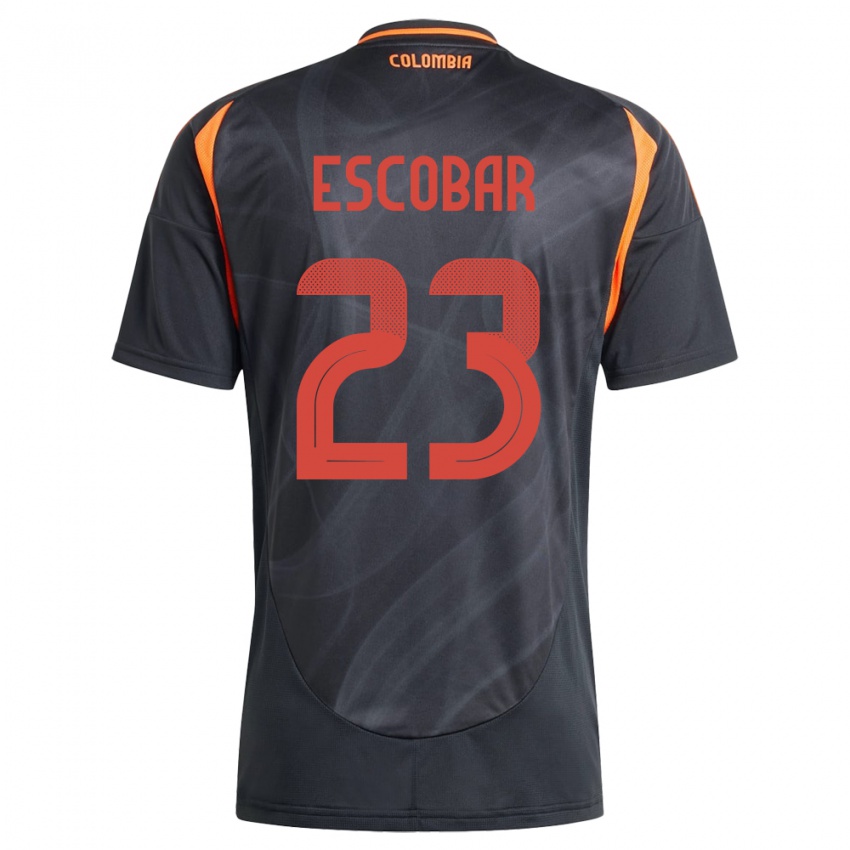 Kinder Kolumbien Josen Escobar #23 Schwarz Auswärtstrikot Trikot 24-26 T-Shirt