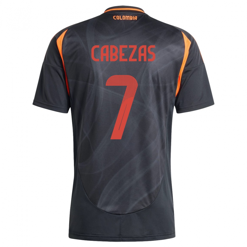 Kinder Kolumbien Jorge Cabezas #7 Schwarz Auswärtstrikot Trikot 24-26 T-Shirt