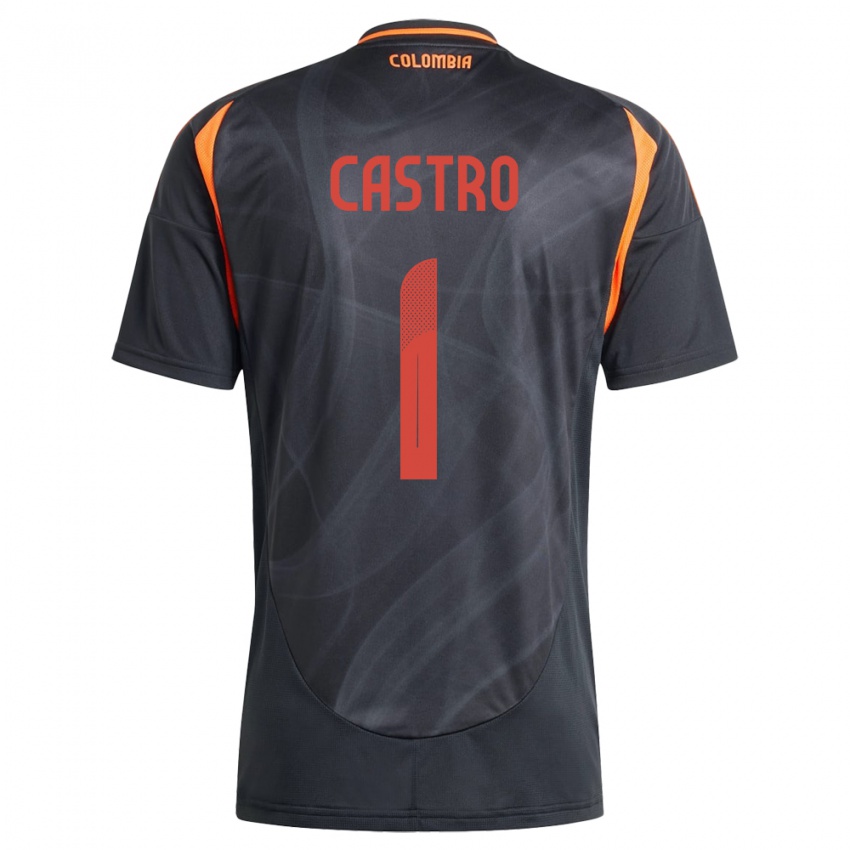 Kinder Kolumbien Danny Castro #1 Schwarz Auswärtstrikot Trikot 24-26 T-Shirt