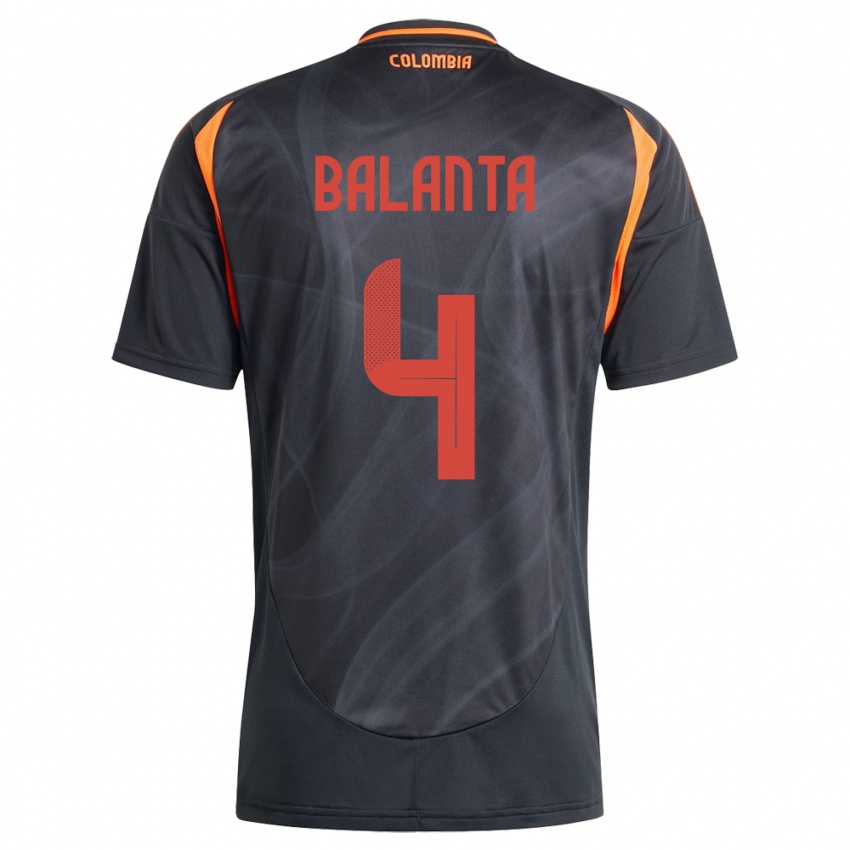 Kinder Kolumbien Marlon Balanta #4 Schwarz Auswärtstrikot Trikot 24-26 T-Shirt