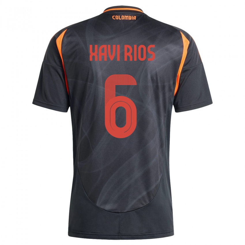 Kinder Kolumbien Xavi Ríos #6 Schwarz Auswärtstrikot Trikot 24-26 T-Shirt