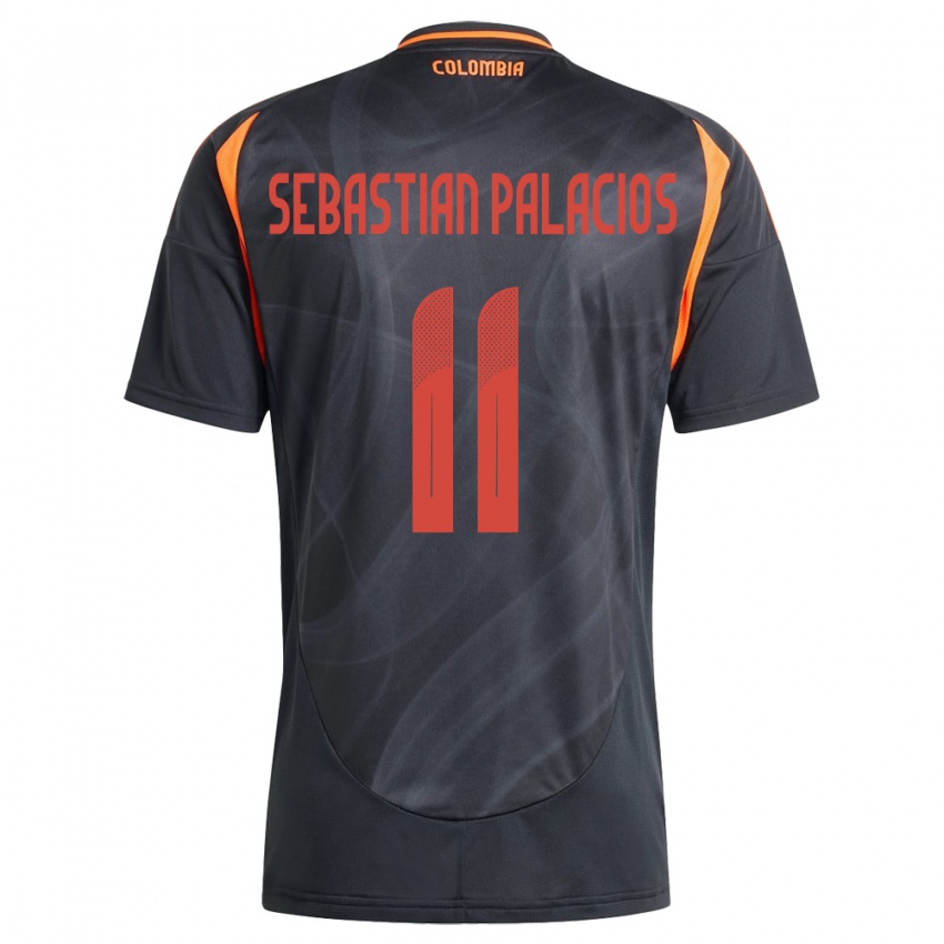 Kinder Kolumbien Juan Sebastián Palacios #11 Schwarz Auswärtstrikot Trikot 24-26 T-Shirt