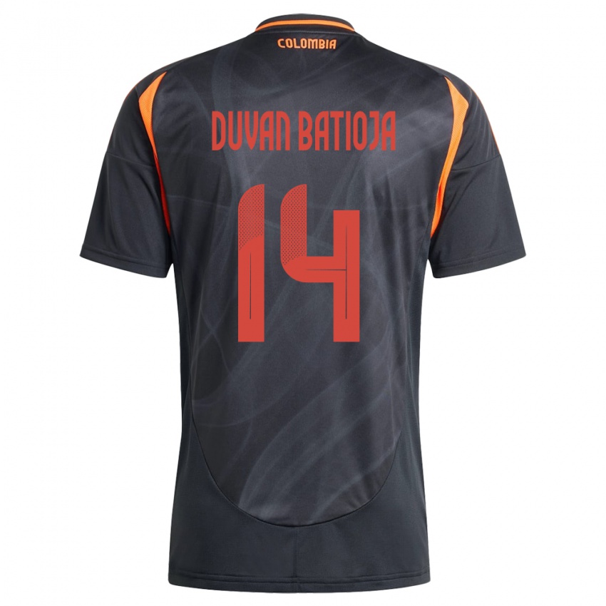 Kinder Kolumbien Andy Duván Batioja #14 Schwarz Auswärtstrikot Trikot 24-26 T-Shirt