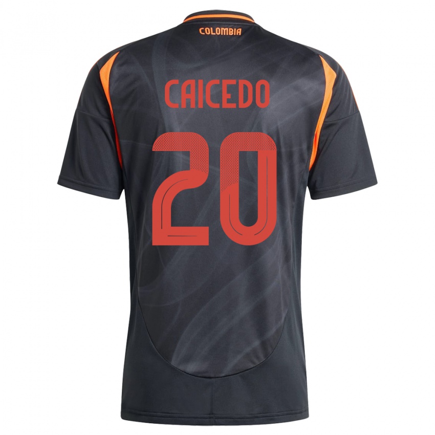 Kinder Kolumbien Brayan Caicedo #20 Schwarz Auswärtstrikot Trikot 24-26 T-Shirt