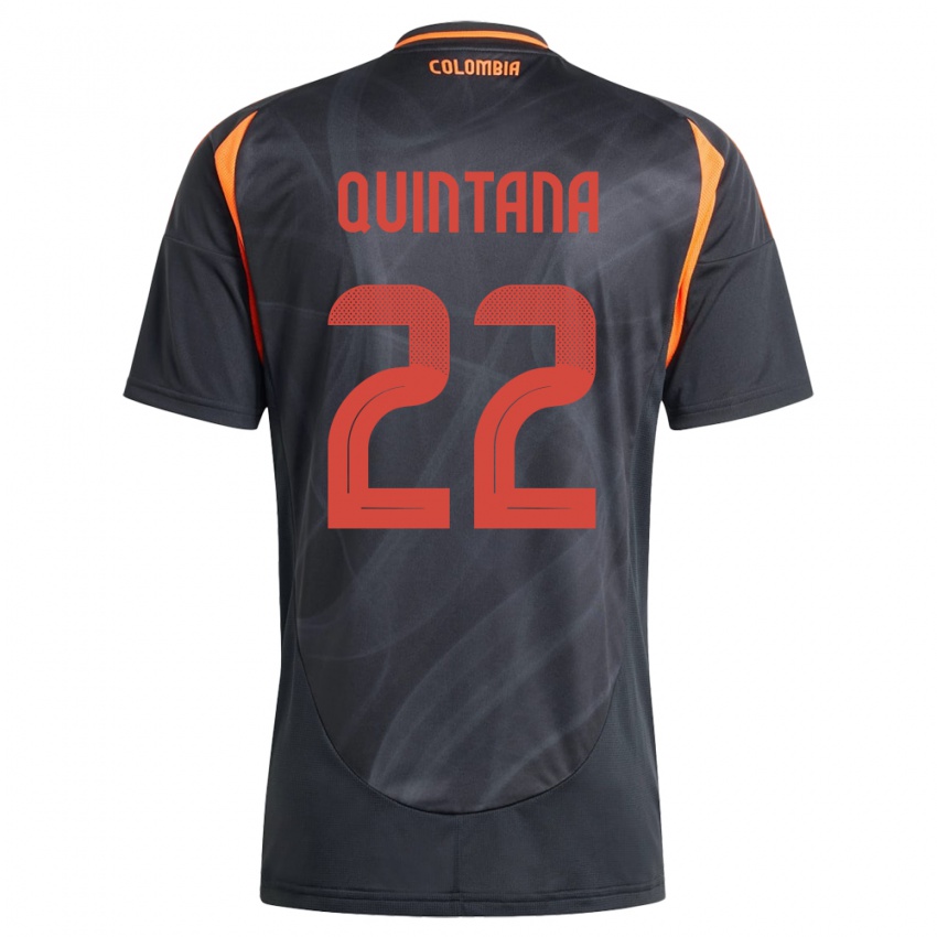 Kinder Kolumbien Breiner Quintana #22 Schwarz Auswärtstrikot Trikot 24-26 T-Shirt