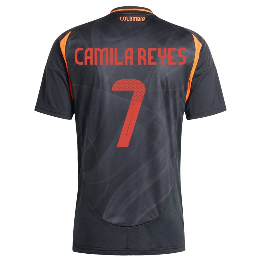 Kinder Kolumbien María Camila Reyes #7 Schwarz Auswärtstrikot Trikot 24-26 T-Shirt