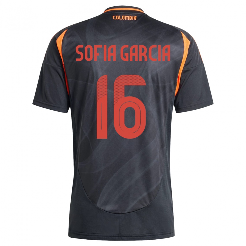 Kinder Kolumbien Sofía García #16 Schwarz Auswärtstrikot Trikot 24-26 T-Shirt